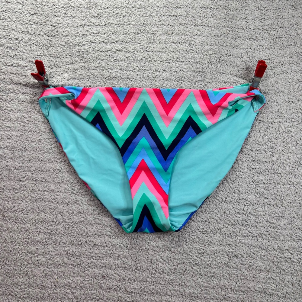 Aerie Bikini Bottom Chevron Multicolor Size L Boho Beachy Preppy Retro Vibrant